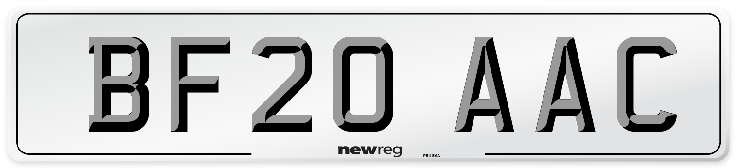 BF20 AAC Number Plate from New Reg